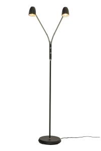 SANDNES Golvlampa dubbel 140cm Svart/Krom