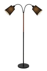 LJUSDAL Golvlampa m. Skärm 2L 140cm Svart/Valnöt