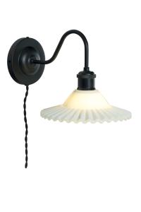 SILVIA Vägglampa 29cm Svart/Opalvit