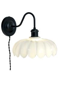 SOFIA Vägglampa 25cm Svart/Opalvit