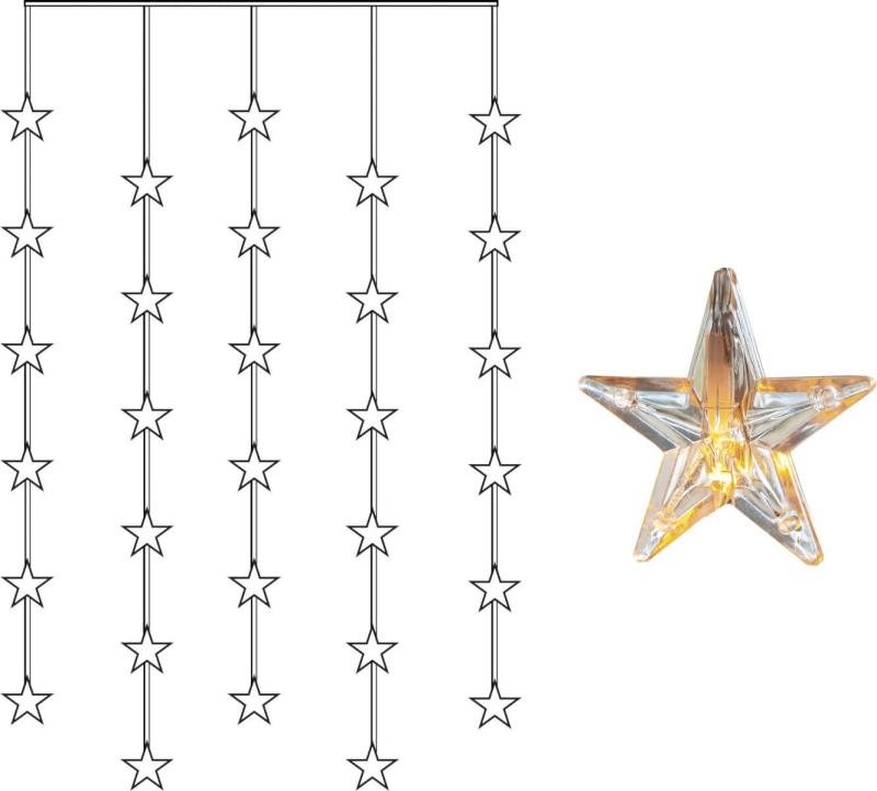 STAR CURTAIN Ljusgardin 1,2m 30LED Varmvit/Klar