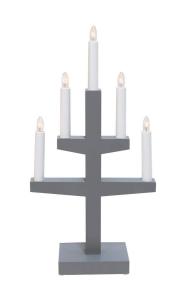 TRAPP Ljusstake 5L 46cm Grå