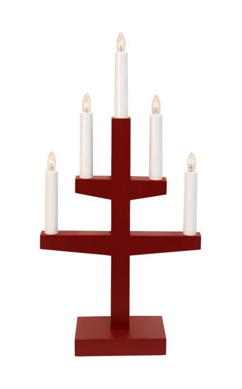 TRAPP Ljusstake 5L 46cm Röd