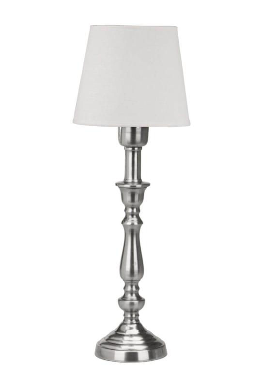 THERESE Bordslampa 43cm Antiksilver/Mia Offwhite Linneskärm