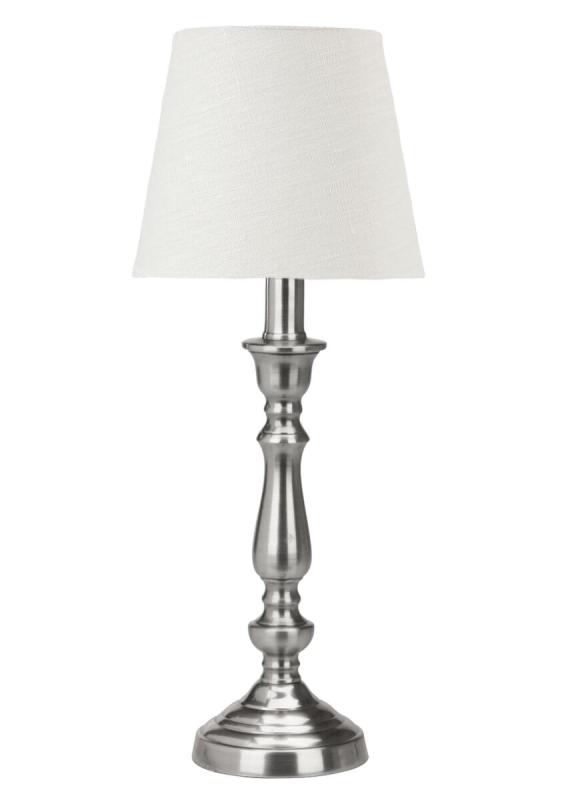 THERESE Bordslampa 62cm Antiksilver/Mia Offwhite Linneskärm