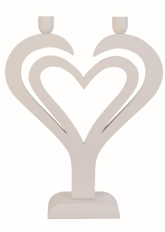 Duo Heart Ljusstake 38cm Vit
