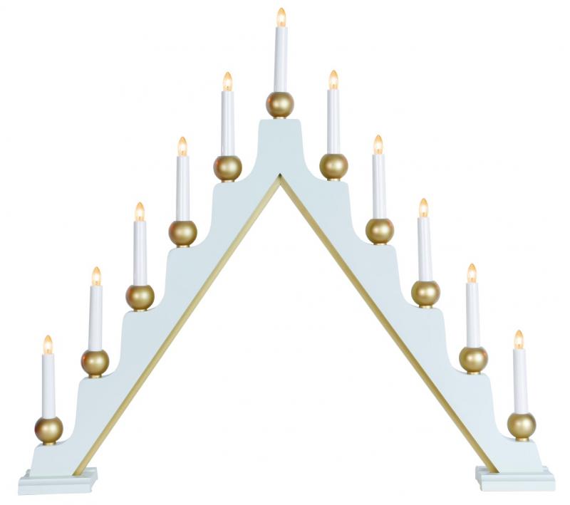 Stellan Ljusstake Vit med gulddekoration