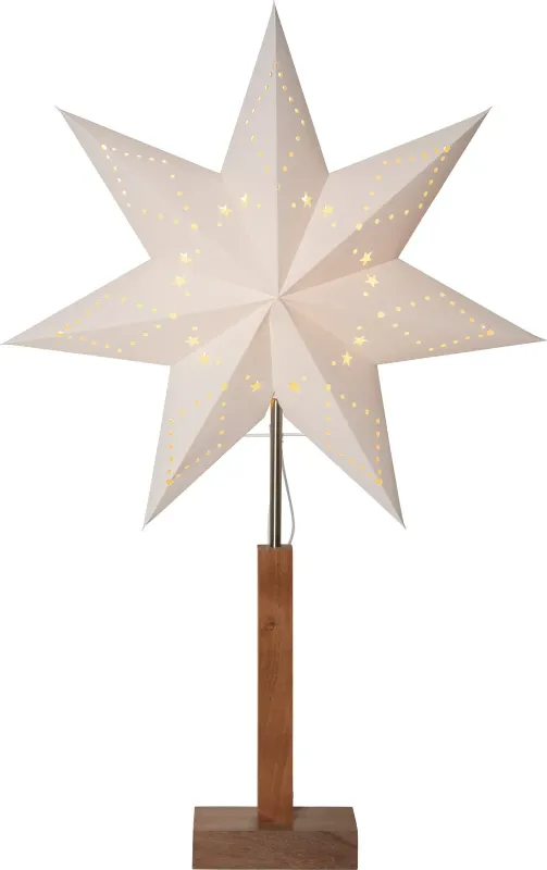 Karo Stjärna på fot 70cm Vit/Akacia