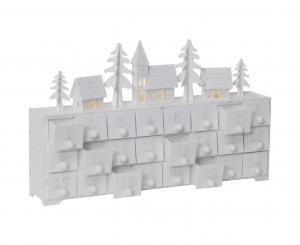 YULETIDE Adventskalender Stugby 22,5cm Vit