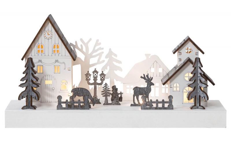 FAUNA Batteridekoration Julmotiv 28cm Vit