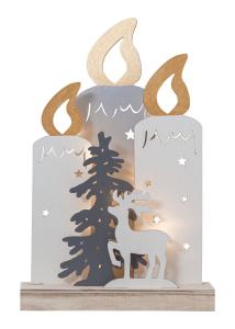 FAUNA Batteridekoration Julmotiv 34cm Vit