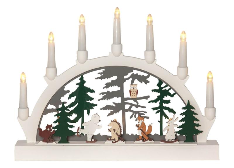 FOREST FRIENDS Ljusstake Skridsko Batteri 45cm Flerfärgad