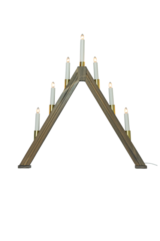 HALLAND Träljusstake 59cm Brun/Mässing