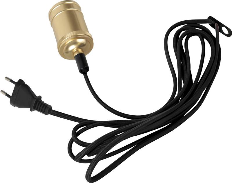 E27 Sladdställ Classical Textil 3,5m Mässing