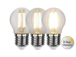 E27 Klot 3-Steg Dimbar Minne Klar 4.2W 3000K 470lm LED-Lampa