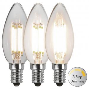 E14 Kronljus 3-Steg Dimbar Minne 4.2W 3000K 470lm Klar LED-Lampa