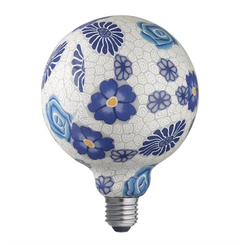 E27 FLOWER BLUE Glob125 Dimbar 6W 2200K 180lm LED-Lampa