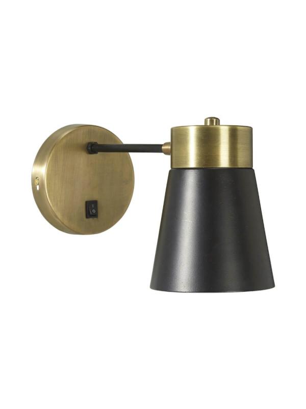 LUNA Vägglampa 30cm Antikmässing/Svart