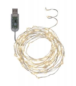 DEW DROP USB-Ljusslinga Extra 5m Silver