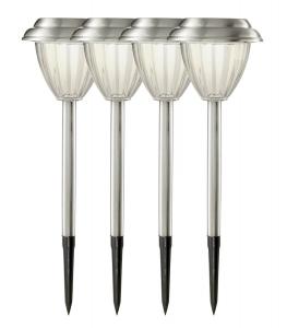 PALMA 4-PACK Solcells-Pollare 28cm Rostfritt Stål