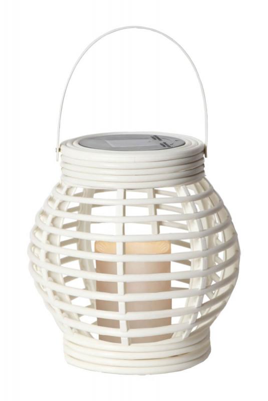 ROTANG Solcells-Lykta 16cm Vit