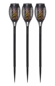 FLAME MINI Solcells-pollare 3-Pack 40cm Svart