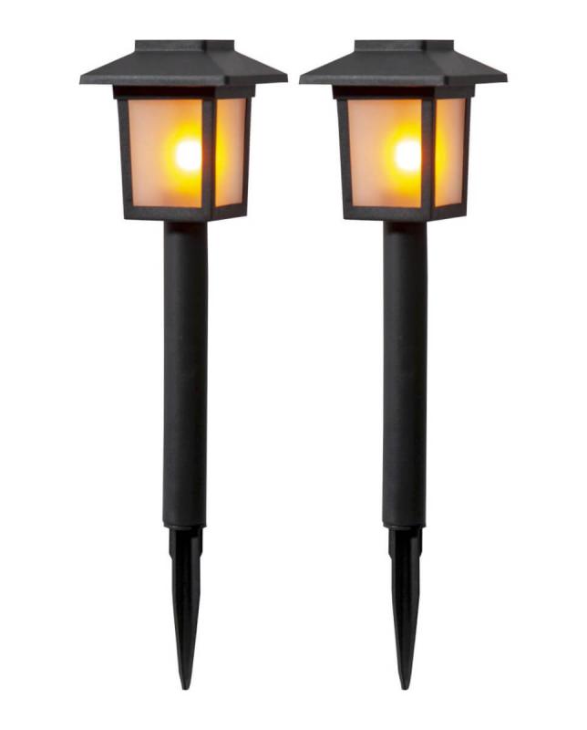 FLAME MINI 2-Pack Solcells-pollare 2-Pack 23cm Svart