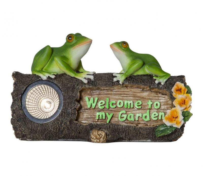 FROGY Welcome Solcellsdekoration 24cm Grön/Natur IP44