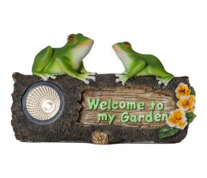 FROGY Welcome Solcellsdekoration 24cm Grön/Natur IP44