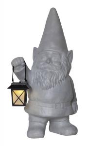 GNOMY Solcellsdekoration Tomte 53cm Grå