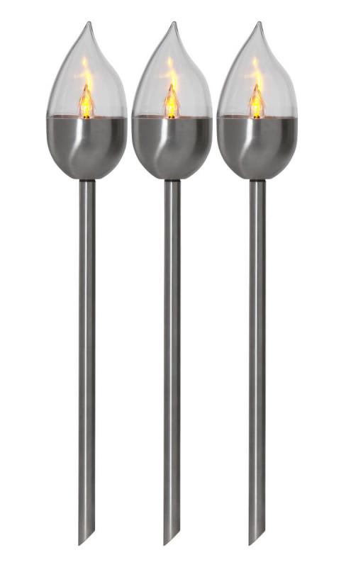 OLYMPUS Solcells-pollare 3-Pack 40cm Silver