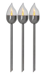OLYMPUS Solcells-pollare 3-Pack 40cm Silver