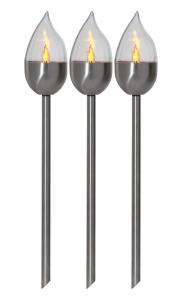 OLYMPUS Solcells-pollare 3-Pack 40cm Silver
