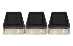 WALLY MINI 3-Pack Solcells-vägglykta 7,5cm Svart Varmvit IP44