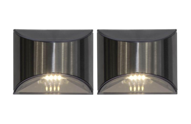 WALLY Vägglykta Solcell 2-Pack 8cm Silver