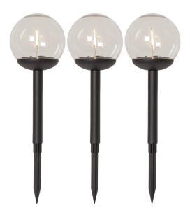 GLOBE Solcells-pollare 3-pack 25cm Svart