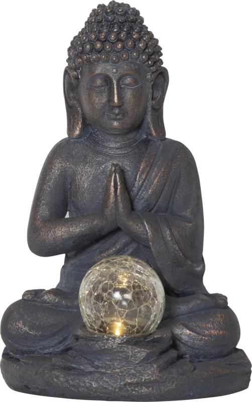 BUDDHA Solcellsdekoration 27cm Grå