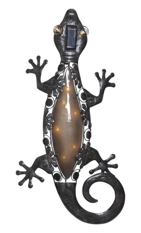 GECKO Solcellsdekoration Ödla 52cm Svart