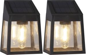 WALLY FILAMENT Solcells-vägglykta 2-Pack 13,5cm Svart