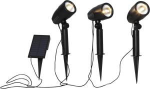 POWERSPOT Solcells-spotlight 3-Pack 26cm Svart
