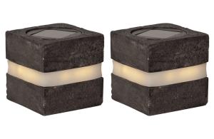 STONECUBE Solcellsdekoration 2-pack 8,5cm Grå