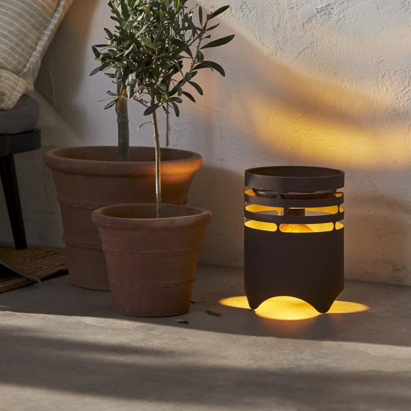 MARRON Solcellslykta/USB 25cm Brun