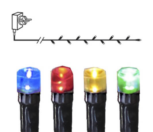 SERIE LED Ljusslinga 16m 160LED IP44 Flerfärgad Svart