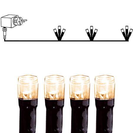 SERIE LED Klusterslinga 3m 60LED IP44 Varmvit Svart