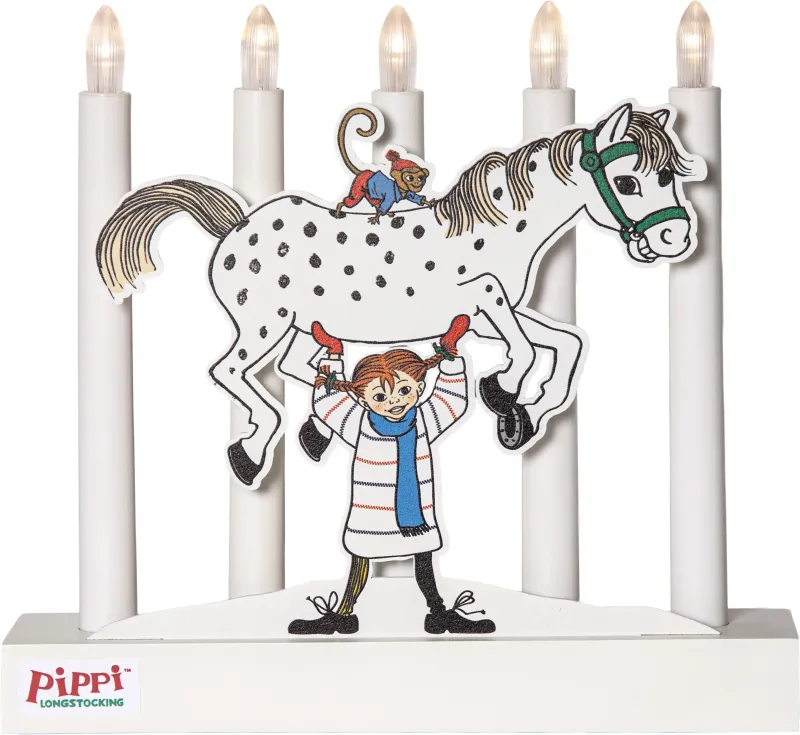 PIPPI Ljusstake Batteri 24,5cm Vit