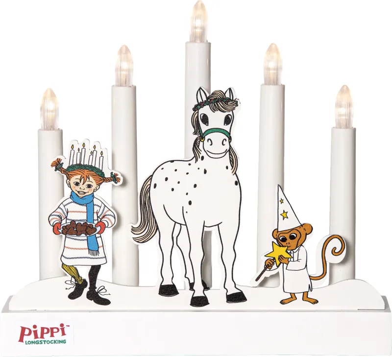 PIPPI Bordsdekoration Batteri 26cm Vit
