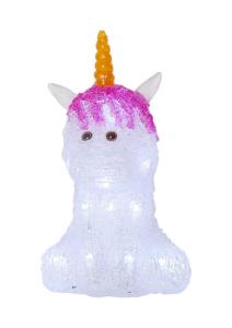 CRYSTALINE Enhörning 20LED 25cm Vit