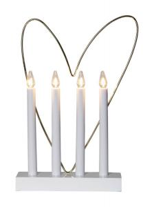GLOSSY HEART Ljusstake 37cm Vit