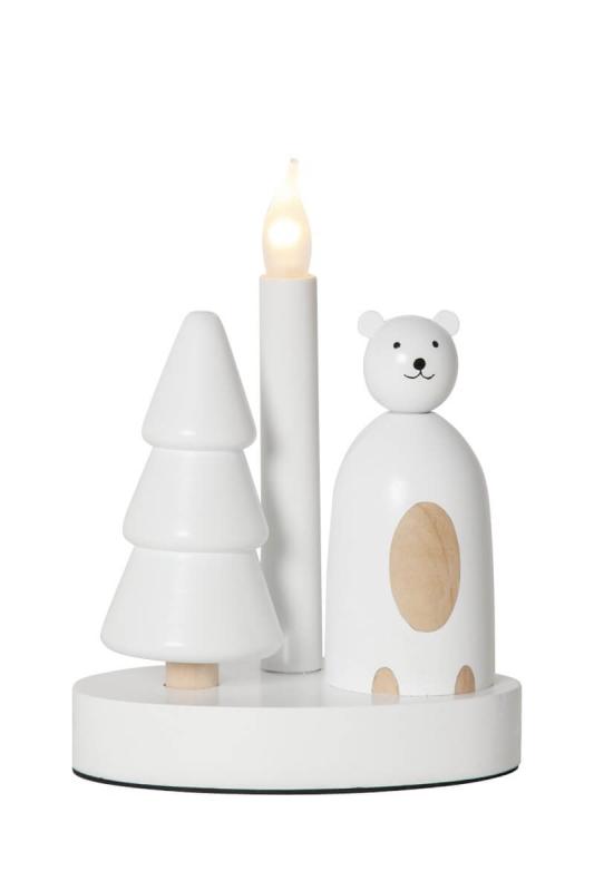 CHRISTMAS JOY Ljusstake Isbjörn 21cm Vit