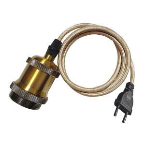 E27 Pendelupphäng 3,5m textilkabel Mässing